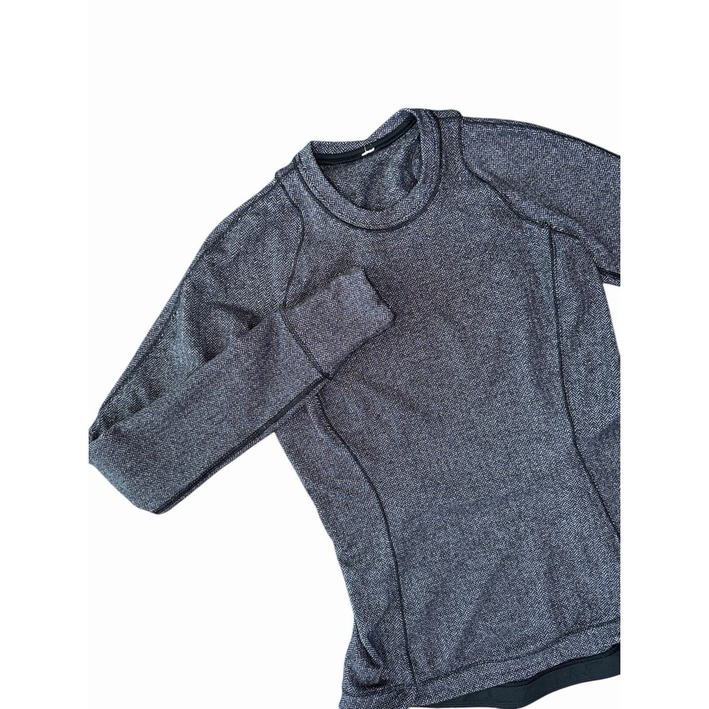 Lululemon Womens Long Sleeve Crew Neck Herringbone Knit Shirt Gray Size READ